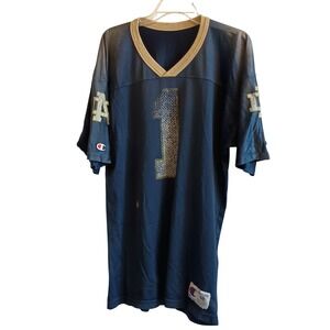 Champion‎ Notre Dame Fighting Irish Football Jersey Size 48 Blue Gold Number 1
